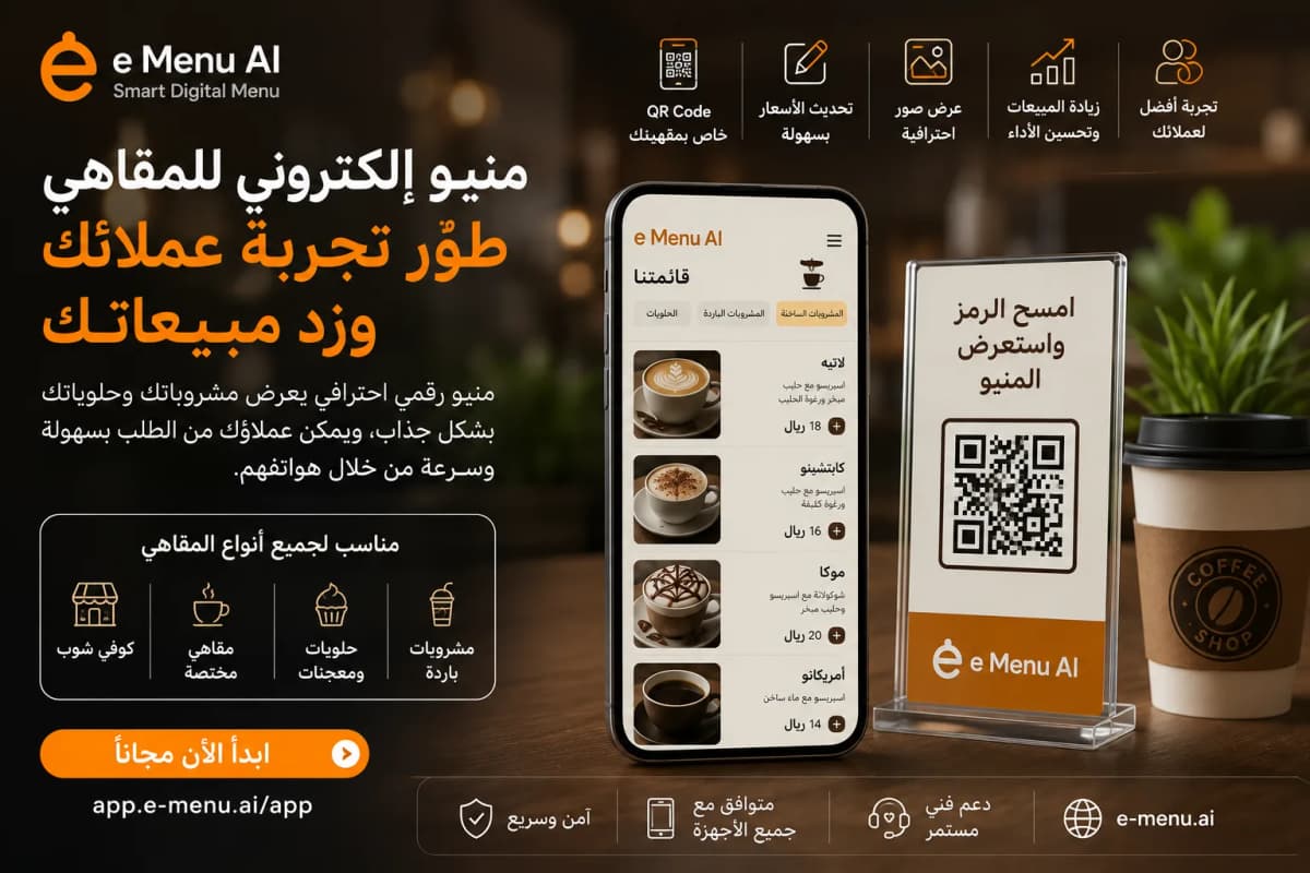 منيو إلكتروني للمقاهي | طوّر تجربة عملائك