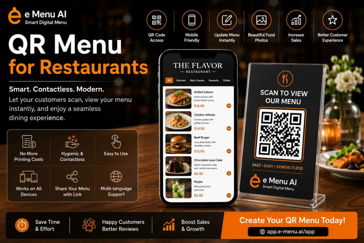 QR Menu for Restaurants | Create a Smart Digital Menu with E-Menu AI