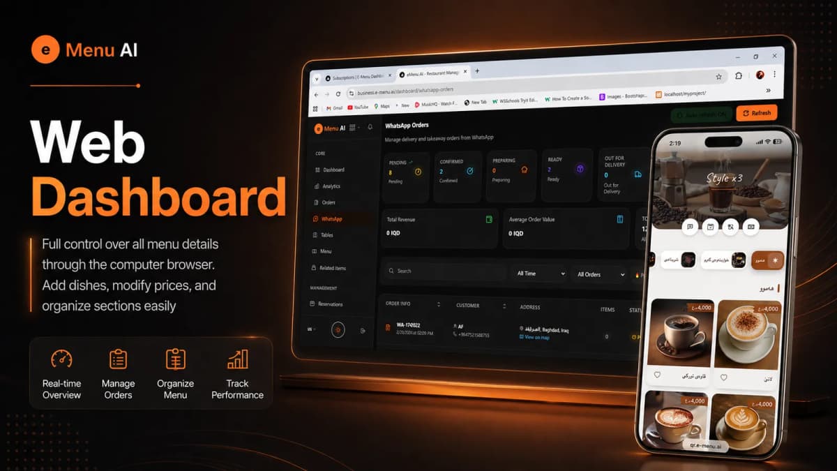 Take Full Control of Your Restaurant with e Menu AI Web Dashboard
