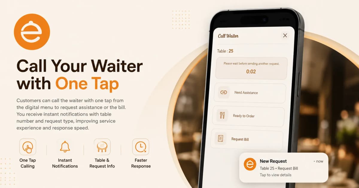 Call Your Waiter with One Tap Using eMenu AI