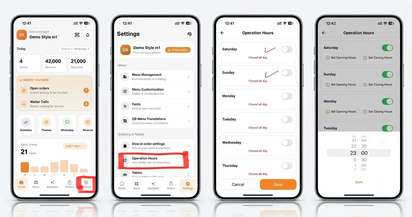 How to Set Your Operation Hours on the eMenu AI App: A Step-by-Step Guide