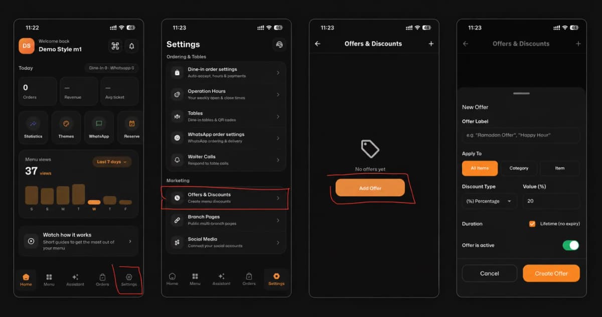 How to Create Offers & Discounts on the eMenu AI App